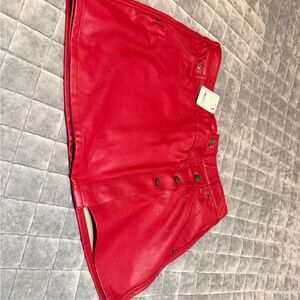 Free People, Deep Red Women’s Pleather Skirt - size 28